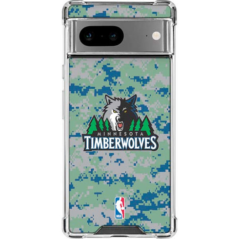 NBA Minnesota Timberwolves Digi Camo Google Pixel 7a Clear Case